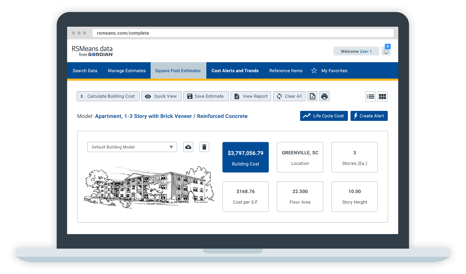 screenshot of RSMeans Data Online